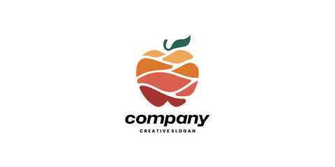 Premium Abstract Apple Fruit Template Vector Logo Illustration Design