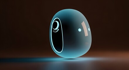 Glowing egg shaped robot with smooth reflective surface and cyan lights symbolizing futuristic AI and sleek digital intelligence