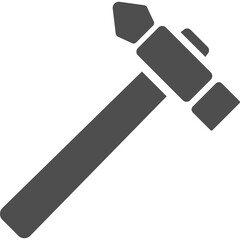 Gray Silhouette of a Hammer Tool Isolated on White Background for Construction or DIY Projects
