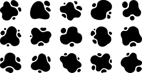 set of black silhouettes of abstract blob shape