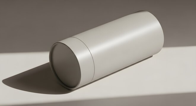 Minimalist Cylinder Packaging Box Mockup with Soft Shadows and Neutral Tones