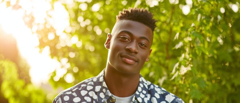 Beaming with optimism: a young man's cheerful outdoor portrait. Editorial style. Joyful outdoor portrait of a happy young man with a bright smile. Modern design. Visual identity.