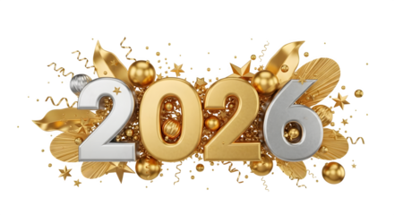 Luxury 2026 new year celebration: festive gold and silver design
