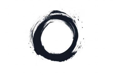A minimalist black ink circle on a white background. symbolizing completeness and balance. suitable for artistic and design purposes