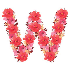 Vector floral letter, capital character W