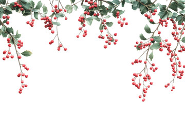 Naklejka premium Red berries on branches isolated on transparent background create a visually appealing image, perfect for adding a touch of nature and color to any design project