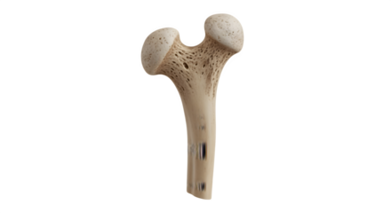 Detailed human femur bone model for anatomical study.