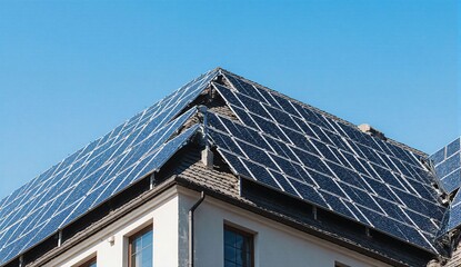 Fototapeta premium Solar panels on rooftop under clear sky #55