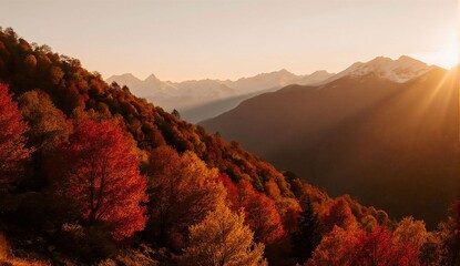 Autumn foliage mountain slope - ultra realistic photo