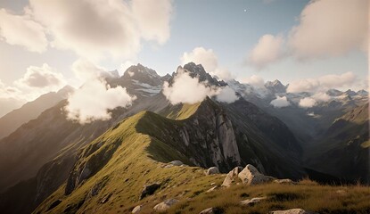 Early-spring mountain ridge - ultra realistic photo