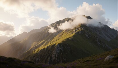 Early-spring mountain ridge - ultra realistic photo