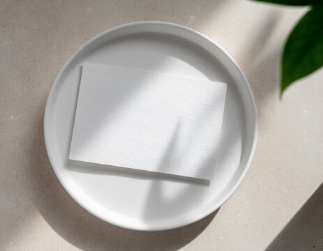 Blank A7 Note Card Mockup Handmade Cotton Paper Leaf Shadow