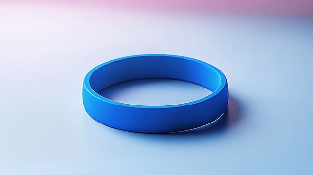 single blue silicone wristband on pastel gradient surface with soft lighting and calm minimalist mood