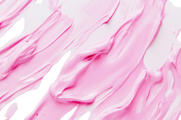 A close-up of smooth. glossy pink paint swirls on a white background. the texture and flow. ideal for creative projects and design inspiration