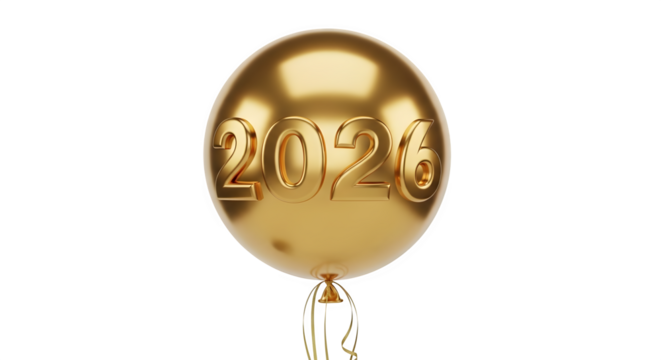 Festive golden balloon with year 2026 for new year celebration