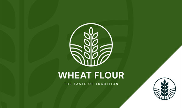 Wheat flour organic creative logo design. Wheat grain agriculture farm icon.