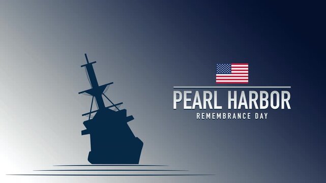 Animation for Pearl Harbor Remembrance Day celebrations with USA Flag and shipwreck silhouette