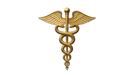 Golden Caduceus Medical Symbol with Wings.