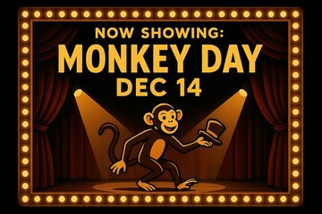 World Monkey Day December 14 - Vintage Cinema Marquee Theatre Poster Style