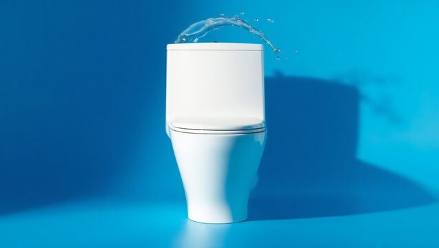 A glass of milk splashing on a vibrant blue background