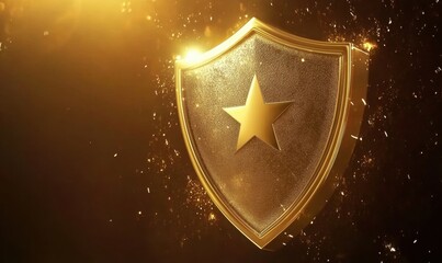 Fototapeta premium Shield with star symbol for security protection and achievement concepts