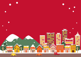 冬の街並みの背景素材