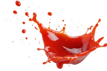 A splash of red liquid captured mid-air. dynamic motion and energy. suitable for creative projects. food photography. or abstract art backgrounds