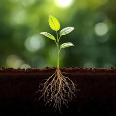 young plant growing in soil