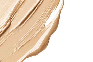 A smooth and creamy application of beige paint swirled artistically on a clean white background. texture and color. ideal for design projects or artistic inspiration