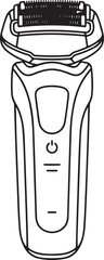 Electric shaver vector outline illustration for personal grooming and hygiene products.