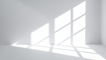 Fototapeta premium Bright window light in a corner of a clean white room