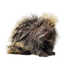 Obraz premium Porcupine with spiky fur and light colored quills isolated on a transparent background