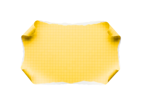 Torn yellow paper with grid pattern isolated on transparent background - Powered by Adobe