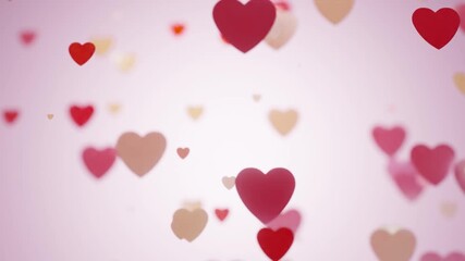 A soft, dreamy animation of floating 3D hearts in pink and beige tones. Perfect for romantic intros, love themes, wedding visuals, and Valentine projects. - Powered by Adobe