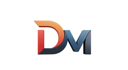 Modern 3D Logo Design Featuring the Letters DM in Bold Colors.