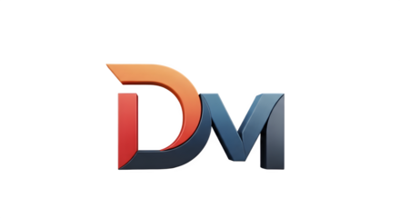 Modern 3D Logo Design Featuring the Letters DM in Bold Colors.