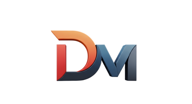 Modern 3D Logo Design Featuring the Letters DM in Bold Colors. - Powered by Adobe