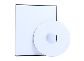 Blank white dvd case and disc isolated on transparent background