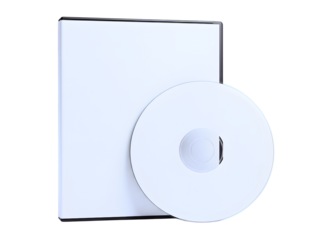 Blank white dvd case and disc isolated on transparent background