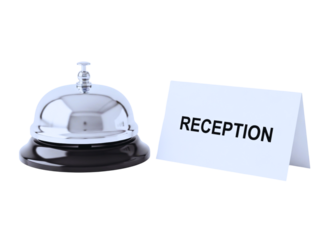 Vintage hotel reception desk bell isolated on transparent background