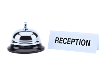 A silver reception bell isolated on transparent background