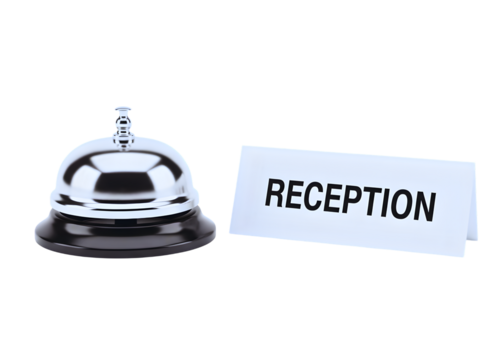 A silver reception bell isolated on transparent background