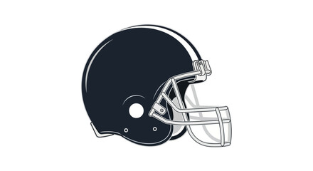 Fototapeta premium A football helmet is displayed with a white face mask a white stripe and dark blue details