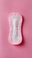 Pink panty liner on pink background for feminine hygiene and menstruation