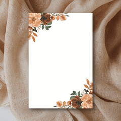 old paper with flowers on wooden background
