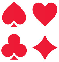 Playing card symbols isolated on white background.