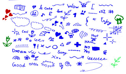 hand drawn scribbling with black pen isolated on white or transparent png