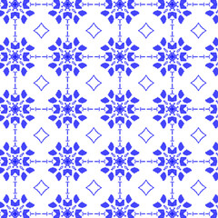 Dark Blue Symmetric Pattern, Pixelated Graphic Pattern, Blue Digital Floral Pattern

