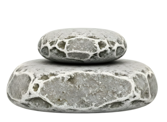 Two gray stones stacked on each other isolated on transparent background