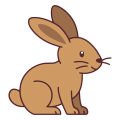 cute brown rabbit animal flat color vector illustration template design